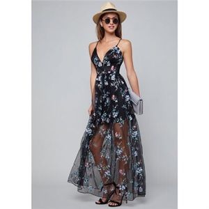 NWT bebe long embroidered dress